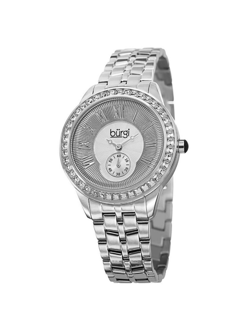 NWT Burgi Silver Dial Stainless Steel Case Ladies Watch